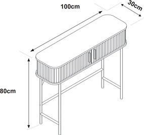 Ryflowana konsola z drzwiami przesuwnymi Kasja 100 cm, kolor dąb