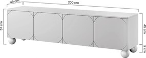 Szafka RTV Sonatia II 200 cm czterodrzwiowa na nogach kulach - kaszmir