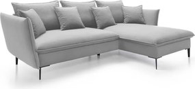 Narożnik GLOSS Prawostronny z funkcją spania, zestaw z poduszkami wolnostojący tkanina RIVIERA 81 Niebieski WERSAL