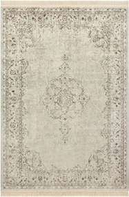 Dywan elegancki Naveh orientalny z frędzlami Medalion Kremowo-Beżowy 135 cm x 190 cm