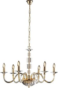 Żyrandol Franz Gold z przezroczystym szkłem i kryształkami 6 lamp 116 Ø77 BL275-6-OR