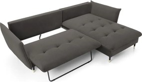 Narożnik GLAM Prawostronny z funkcją spania, zestaw z poduszkami wolnostojący tkanina RIVIERA 95 Ciemny szary DOMO HOME