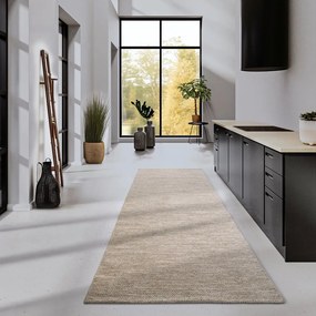 Beżowy chodnik z mieszanki wełny tkany ręcznie 80x200 cm Pradesh Linen White – Elle Decoration