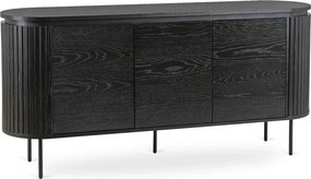 Komoda do Salonu BECK 160 cm Czarna Trzydrzwiowa Ryflowana Nowoczesna
