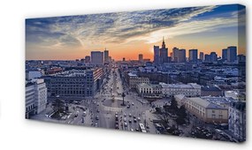 Duży obraz na płótnie Warszawskie Wieżowce o Zmierzchu