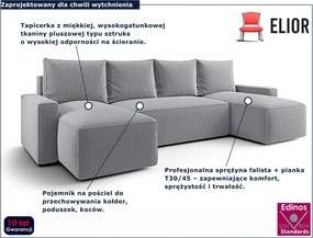 Jasnoszary narożnik sztruksowy z funkcją spania M2-M83