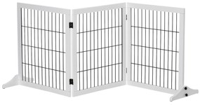 PawHut Barierka Ochronna dla Psów Drewniana Bramka Biała Sosnowa 185x36x71cm | Aosom PL