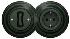 Kliklap - Retro jednobiegunowy włącznik nr 1 i gniazdo SCHUKO 230V z ramką, zielone