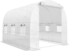 Outsunny Szklarnia foliowa 2,7 x 2 x 2 m z półkami, rolowanymi drzwiami, 6 oknami, wspornikami | Aosom PL