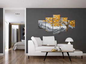 Obraz – Drzewo ze złotymi liśćmi (125x70 cm)