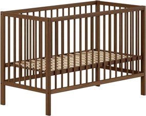 Brązowe łóżeczko z litego drewna bukowego z regulowaną wysokością 60x120 cm Dino – Vipack