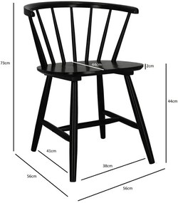 Czarne krzesło drewniane patyczak - Hunos