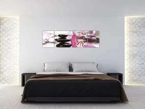 Obraz kamieni do masażu i storczyków (170x50 cm)