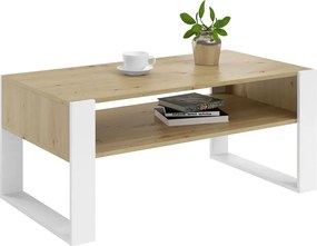 Prostokątna ława kawowa z półką - dąb artisan + biały C4-D63