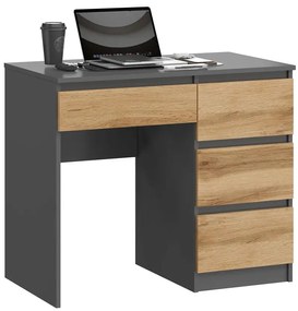 Biurko Komputerowe Z 4 Szufladami Antracyt + Dąb Wotan N2-A05