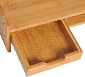 HOMCOM Podstawka Pod Monitor Stojak z Szufladami Drewniane Naturalne L49xB25,5xH11,5cm | Aosom PL