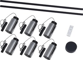 Nowoczesny system oświetlenia szynowego z 6 czarnymi lampami wiszącymi 1-fazowymi - Magnetic Vance