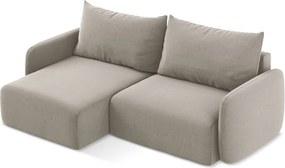 Szarobrązowy aksamitny rozkładany/ze schowkiem narożnik (lewostronny/z szezlongiem) Kalena – Makamii