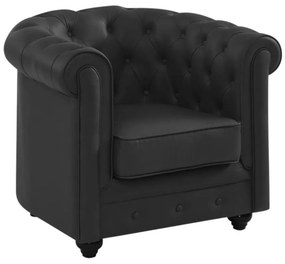 Fotel ze skóry bawolej CHESTERFIELD - Czarny