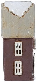 Ozdoby świąteczne Zimowy domek z kominem,ceramika, ciemnofioletowy