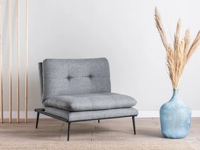 Nowoczesny fotel ze skrzydłami – 90 x 95 x 90 cm – szary – tkanina lniana