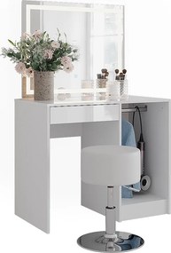 Stół do toalety biały/biały wysoki połysk 89.8x50.1x76 sherry