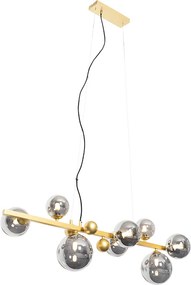 Lampa wisząca w stylu art deco złota z dymionym szkłem 8-świateł - David