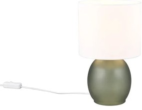 Biało-zielona lampa stołowa z tekstylnym kloszem (wys. 29 cm) Vela – Trio