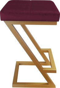 Hoker ZETA krzesło barowe tkanina Welur podstawa metalowa LOFT : Kolor Stelaża - Złoty, Kolor tkaniny - VELVET - MG02