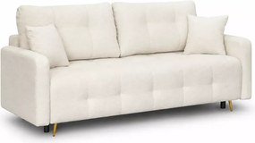 Nowoczesna sofa Elivo z funkcją spania i pojemnikiem na pościel w kolorze beżowym