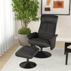 HOMCOM Fotel obrotowy ergonomiczny z podnóżkiem czarny wygodny fotel relaksacyjny do salonu do 150 kg | Aosom PL
