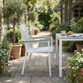 3587W-WH Krzesło Ogrodowe Aluminiowe Białe 56x65x88 cm Komfortowe Wytrzymałe Pianka