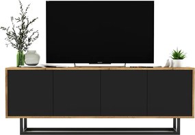 Loftowa szafka rtv dąb wotan + czarny P9-G04