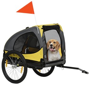PawHut przyczepka dla psów, składany przyczepka rowerowa, przyczepka dla psów, Żółty