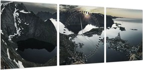 Obraz - Norweskie góry (z zegarem) (90x30 cm)