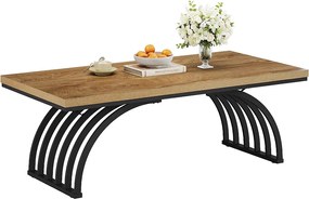 Stolik kawowy, 120 cm, rustykalny, prostokątny stolik do herbaty z metalowymi nogami