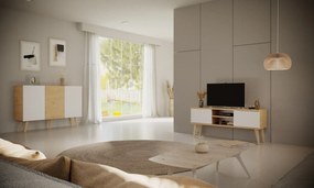 Komoda TORONTO 120 dąb artisan/biała KOCOT MEBLE