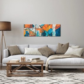 Obraz - Abstrakcja (z zegarem) (90x30 cm)