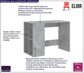 Szare biurko z regałem w kolorze beton Onel