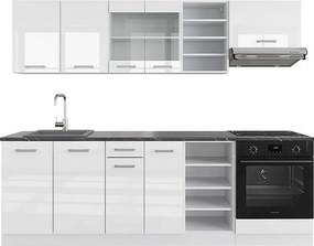 Zabudowa kuchenna biały wysoki połysk/biały 240x60x81.6 r-line