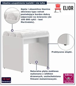 Biały taboret tapicerowany welurem M5-Z07