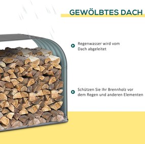 Outsunny Stojak na Drewno Opałowe Drewutnia Stalowa Szara 212x46x112cm | Aosom PL