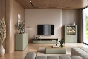 Stolik kawowy Elivo 100 cm z szufladami - eukaliptus / dąb baltic dune