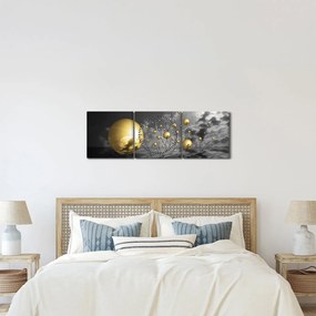 Obraz kul w kolorze ochry (z zegarem) (90x30 cm)
