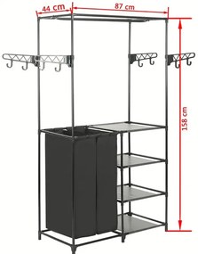 Wolnostojący wieszak na ubrania z półkami i koszami M9-H11