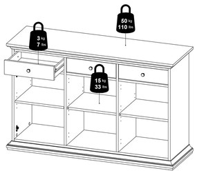 Biała niska komoda 144x92 cm Paris – Tvilum