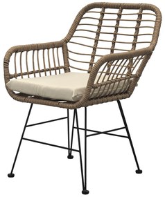 Autronic Zestaw ogrodowy 1+2, metal, polirattan,naturalny, AZ-F1208 NAT