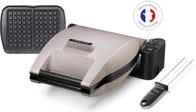 Gofrownica LAGRANGE 019133 Szary Perłowy 1200W - Płyty z Odlewu Aluminiowego Nieprzywierające, Regulacja Miękkości/Chrupkości, Dołączony Patyczek do Gofrów