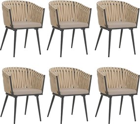 Krzesło do jadalni MCW-N38 (zestaw 6 sztuk),  kremowa poduszka jasnobrązowa