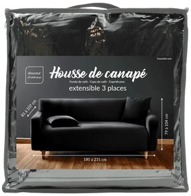Czarny elastyczny pokrowiec na sofę 3-osobowy Mila – douceur d'intérieur